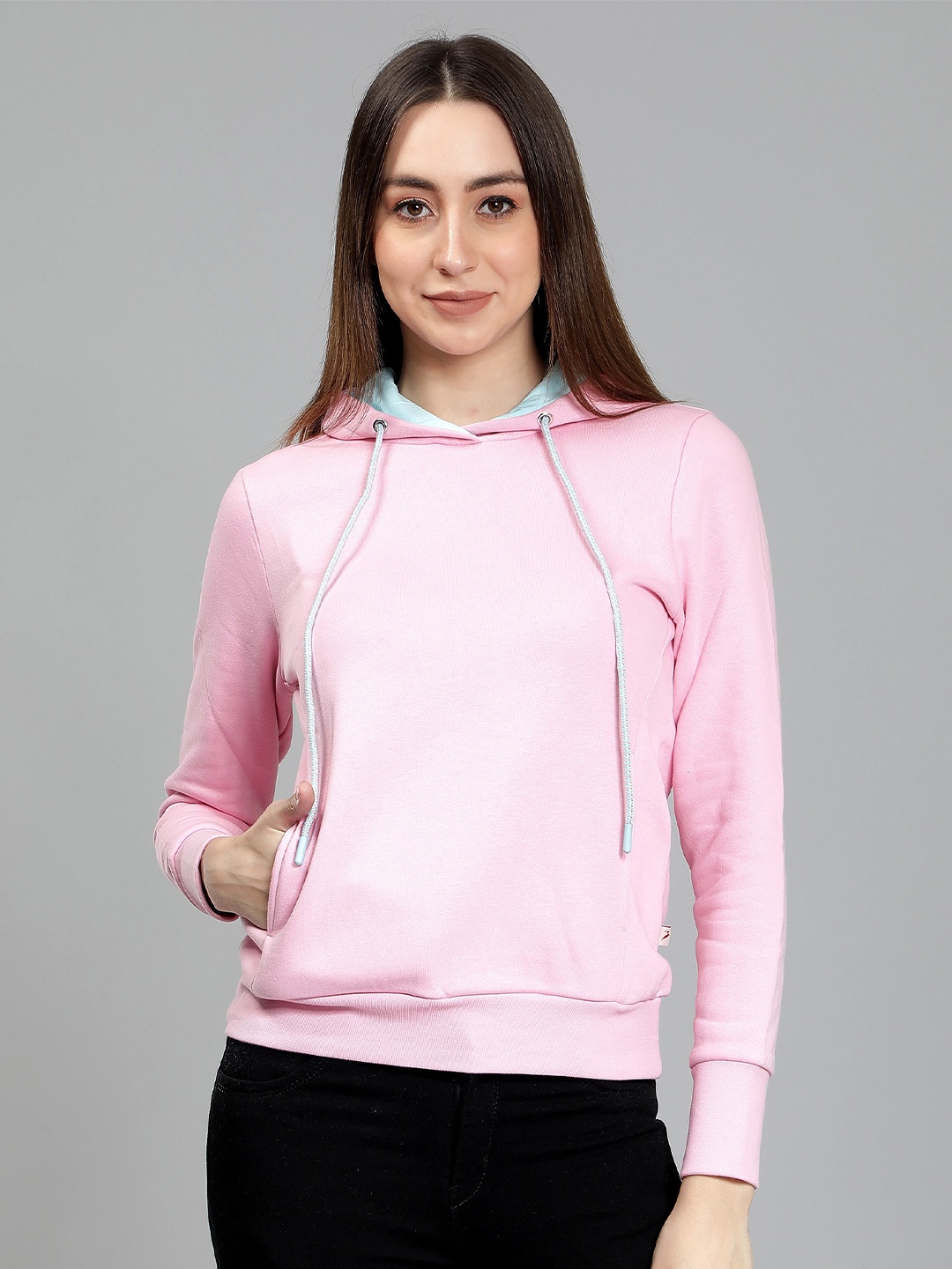 

Nimble Hooded Neck Cotton Sweatshirt, Pink