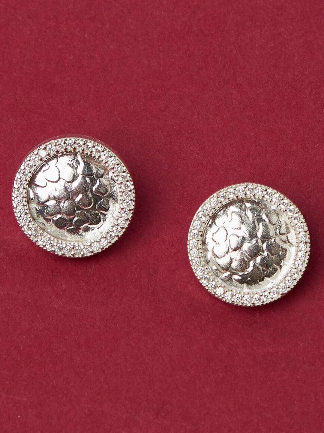 

Fabindia Silver Artificial Beads Studded Circular Studs Earrings