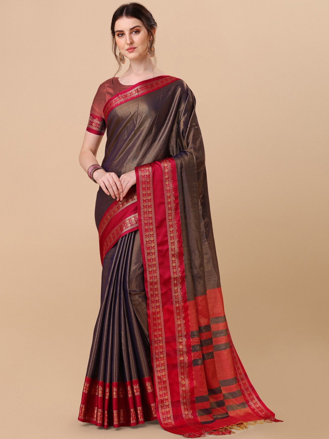 

VILLAGIUS Zari Pure Silk Ilkal Saree, Blue