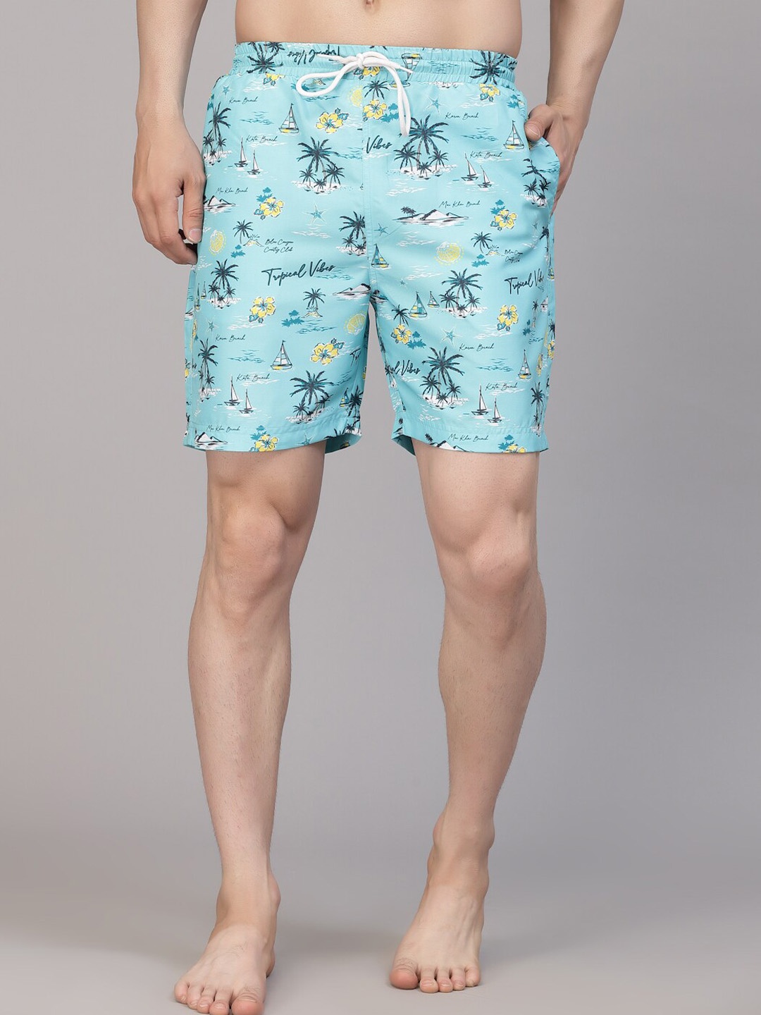 

Style Quotient Turquoise Blue Printed Swim Bottoms