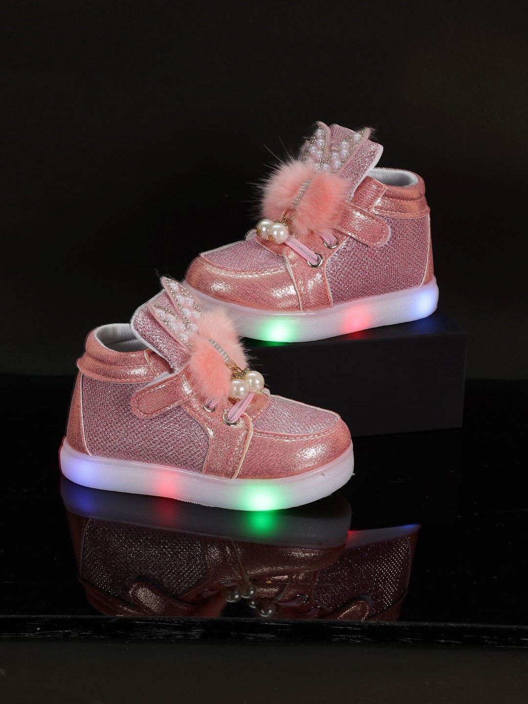 

PASSION PETALS Girls Embellished Lightweight LED Sneakers, Pink