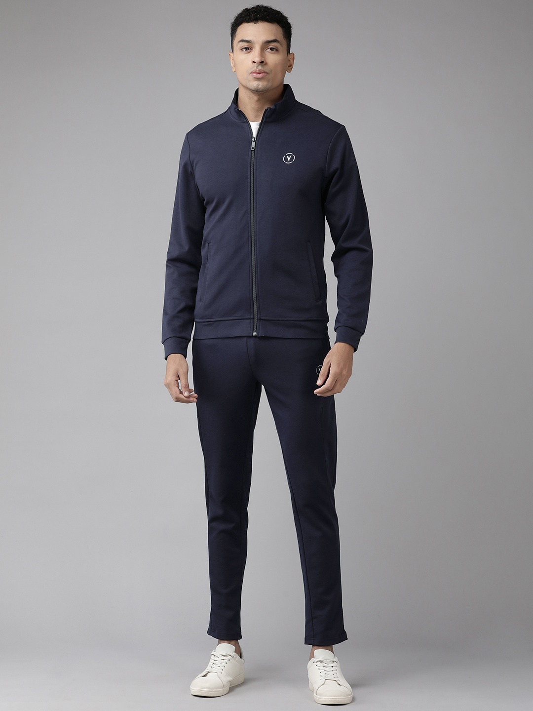 

Van Heusen Flex Men Full Sleeves Track Jacket And Mid-Rise Track Pant, Navy blue