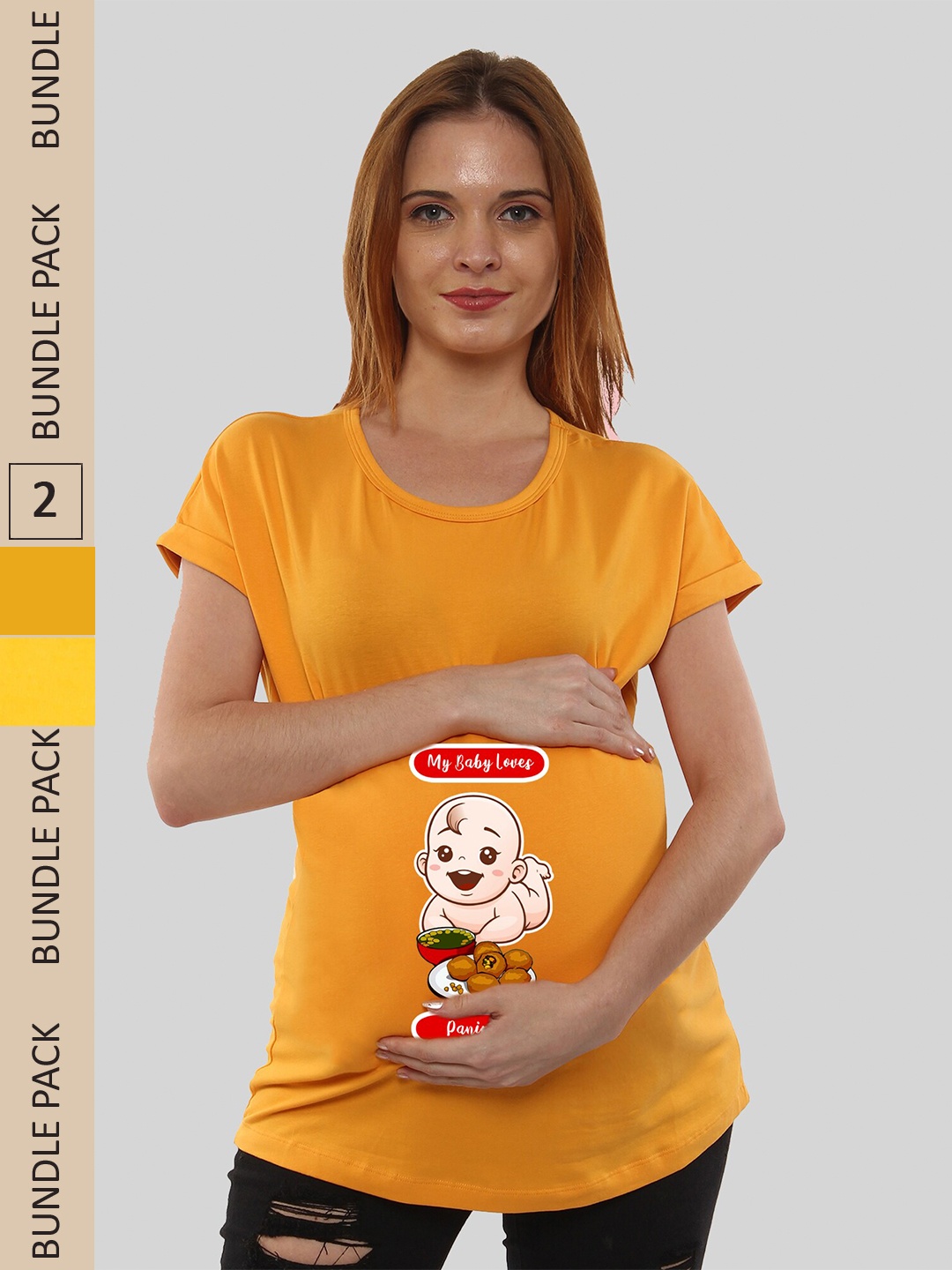 

SillyBoom Pack Of 2 Printed Cotton Pregnancy Feeding T-Shirt, Yellow