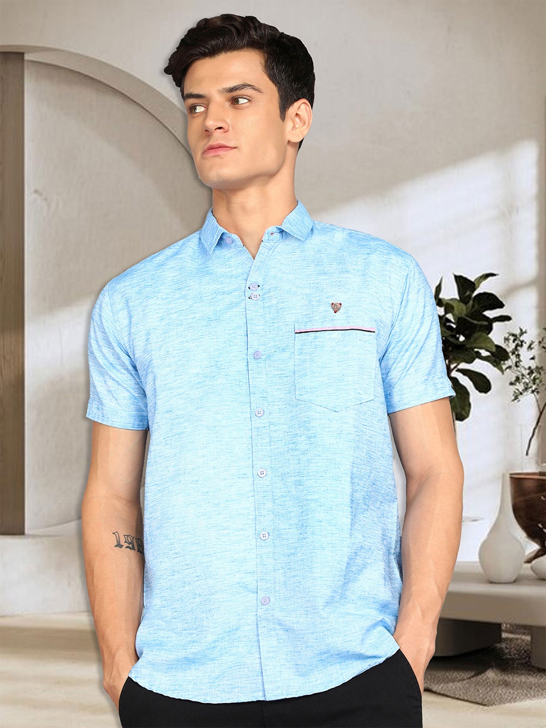 

Kuons Avenue Smart Slim Fit Spread Collar Casual Shirt, Blue