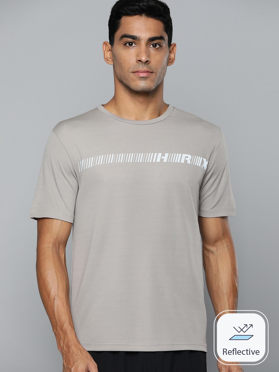

HRX by Hrithik Roshan Men Brand Logo Printed Running T-shirt, Grey