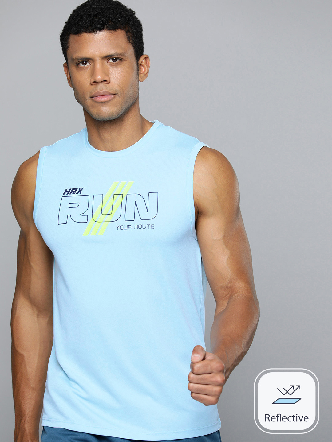 

HRX by Hrithik Roshan Men Brand Logo Printed Rapid-Dry Running T-shirt, Blue