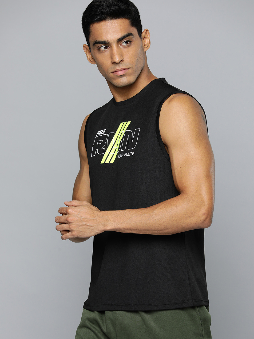 

HRX by Hrithik Roshan Men Brand Logo Printed Rapid-Dry Running T-shirt, Black