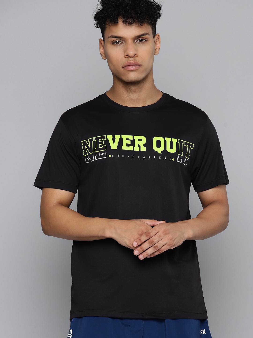 

HRX by Hrithik Roshan Rapid Dry Typography Printed Training T-shirt, Black