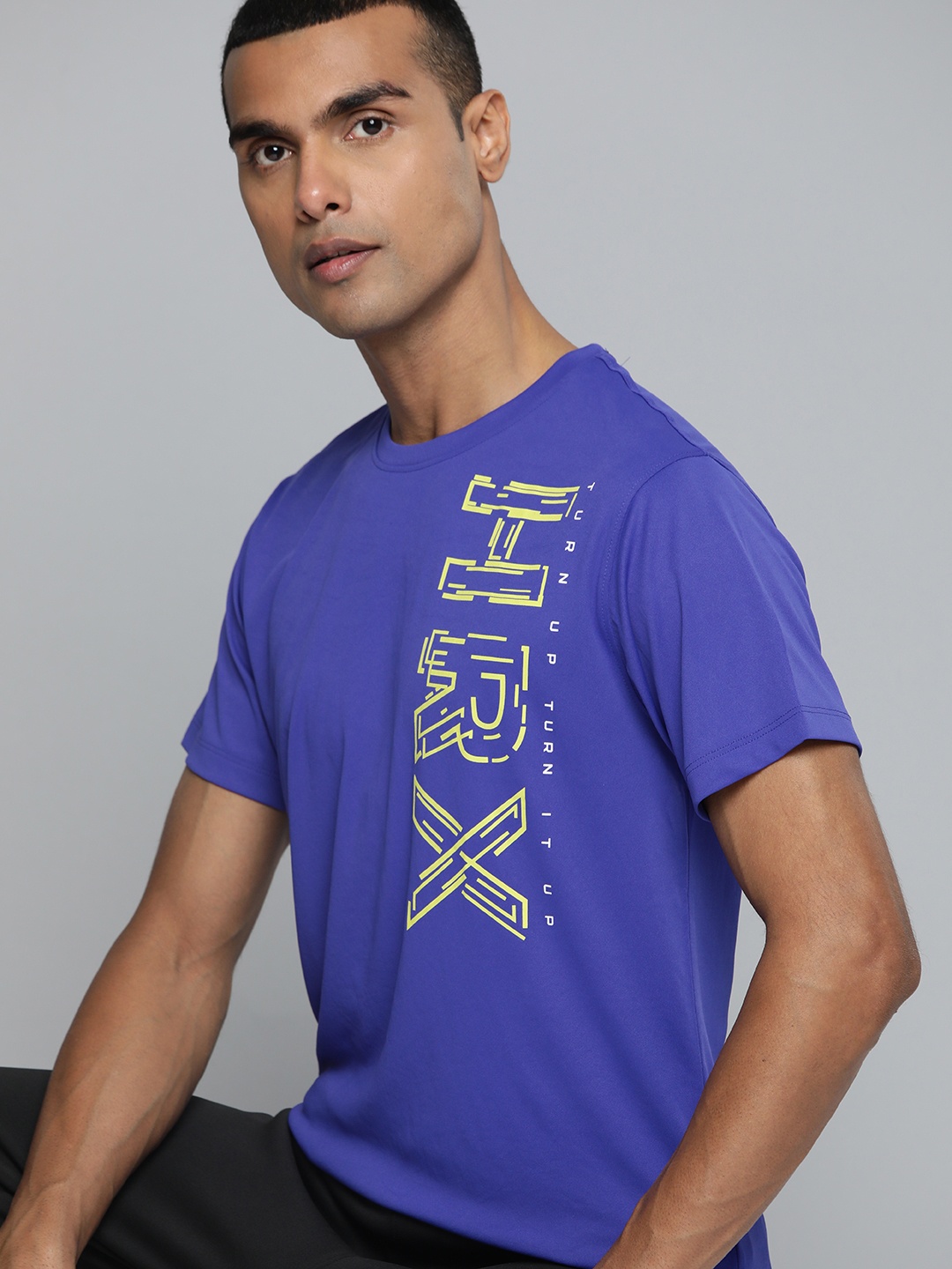 

HRX by Hrithik Roshan Rapid-Dry Brand Logo Printed Training T-shirt, Blue