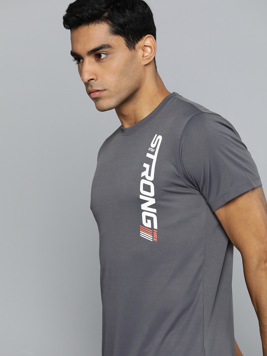 

HRX by Hrithik Roshan Rapid-Dry Typography Printed Training T-shirt, Grey