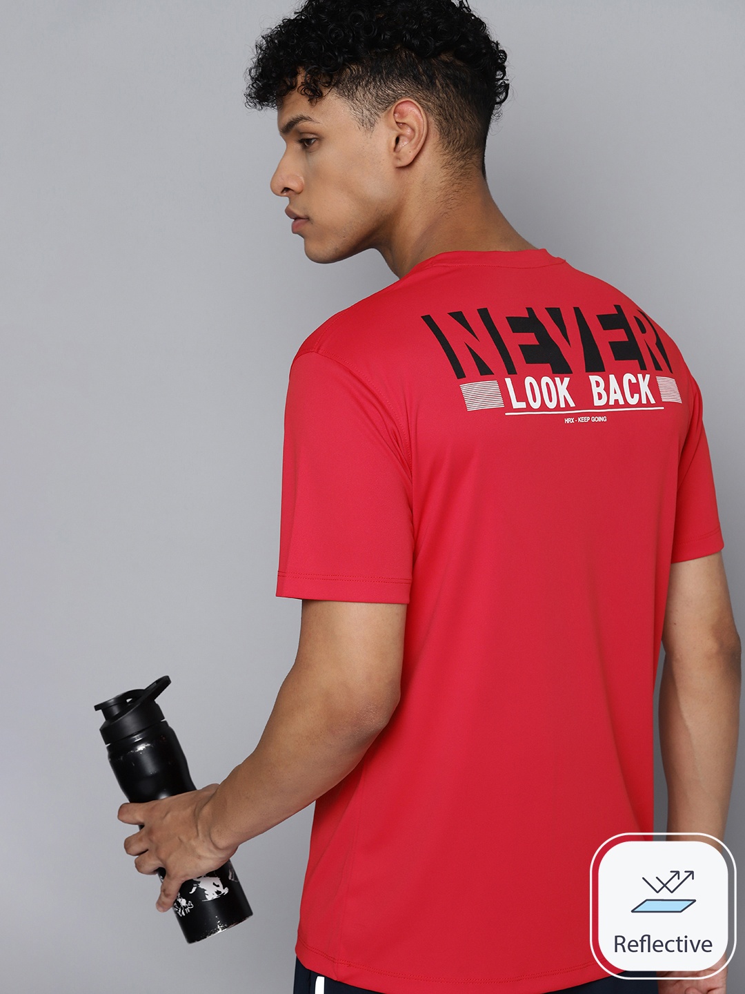 

HRX by Hrithik Roshan Rapid Dry Typography Printed Back Training T-shirt, Red