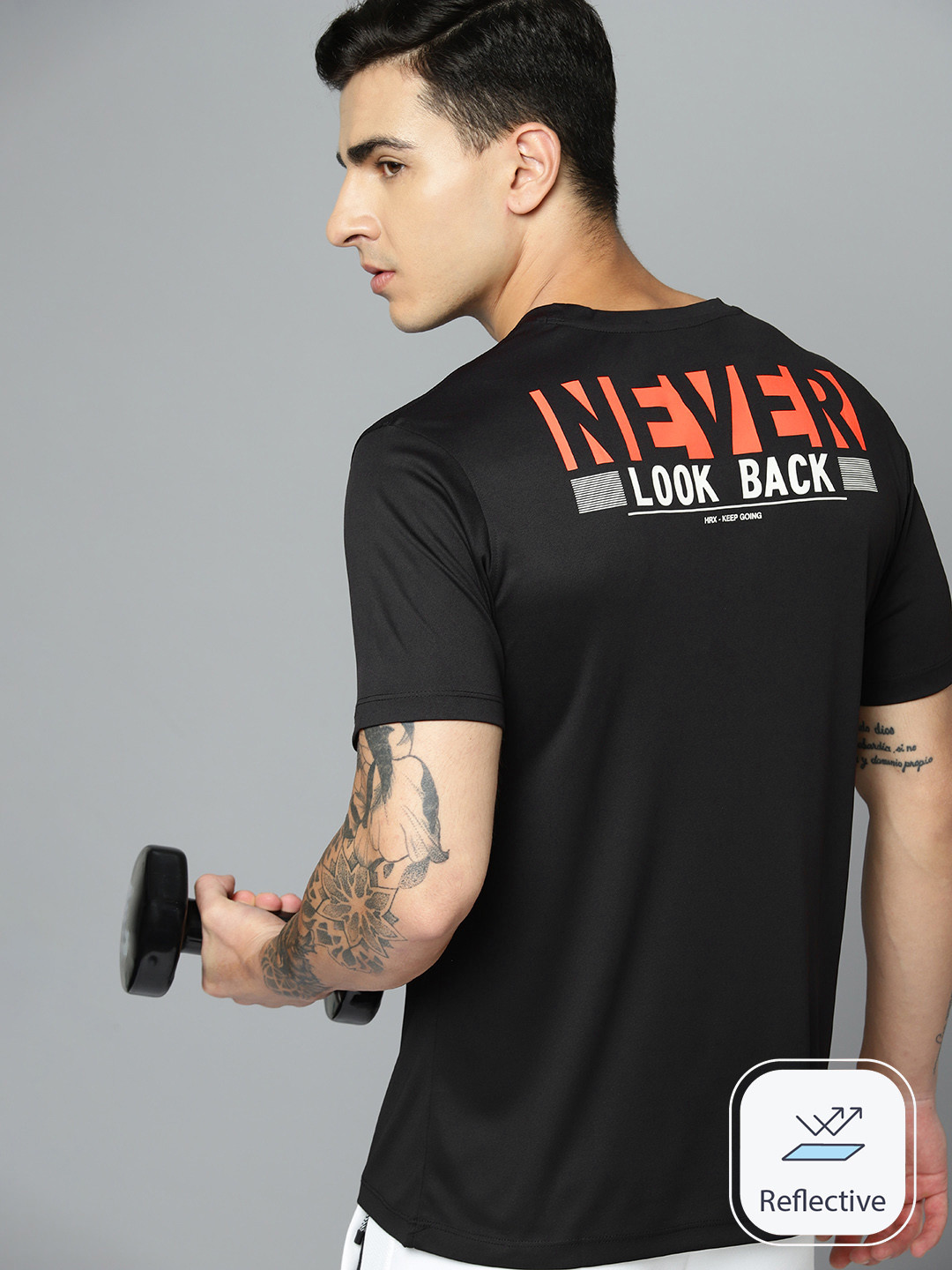 

HRX by Hrithik Roshan Typography Print Rapid-Dry Training T-shirt, Black