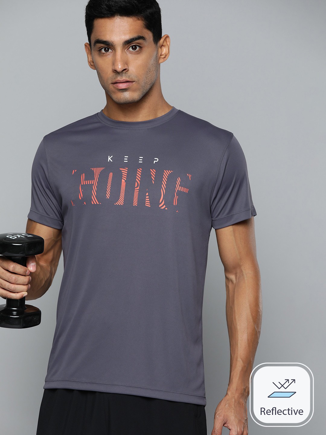 

HRX by Hrithik Roshan Rapid Dry Typography Printed Training T-shirt, Grey