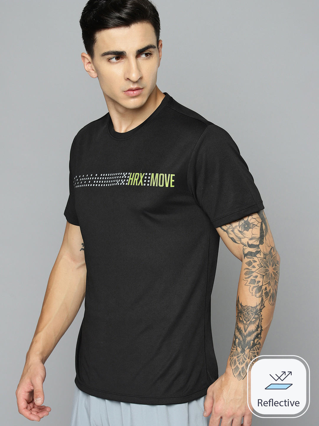 

HRX by Hrithik Roshan Brand Logo Running Rapid-Dry T-shirt, Black