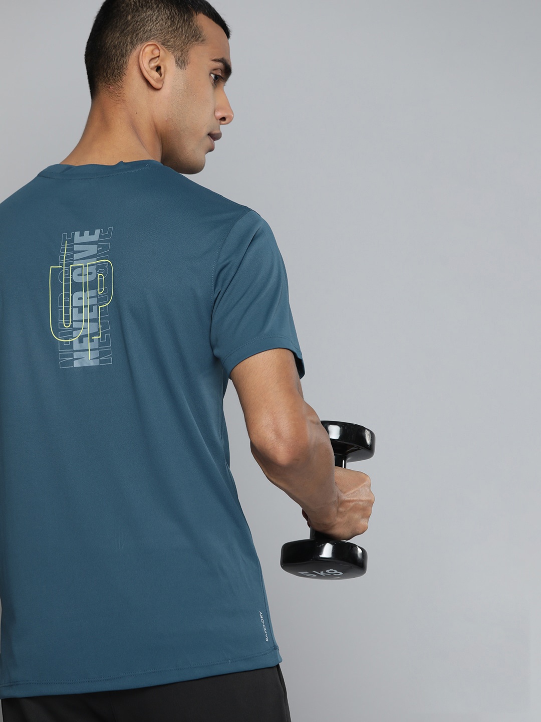 

HRX by Hrithik Roshan Rapid-Dry Typography Printed Training T-shirt, Teal
