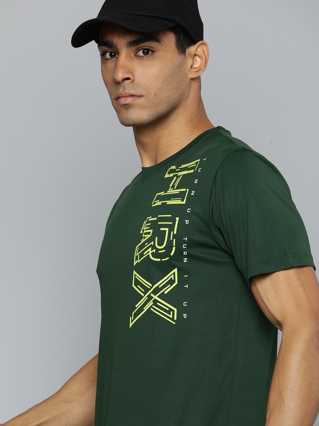 

HRX by Hrithik Roshan Rapid-Dry Brand Logo Printed Training T-shirt, Green