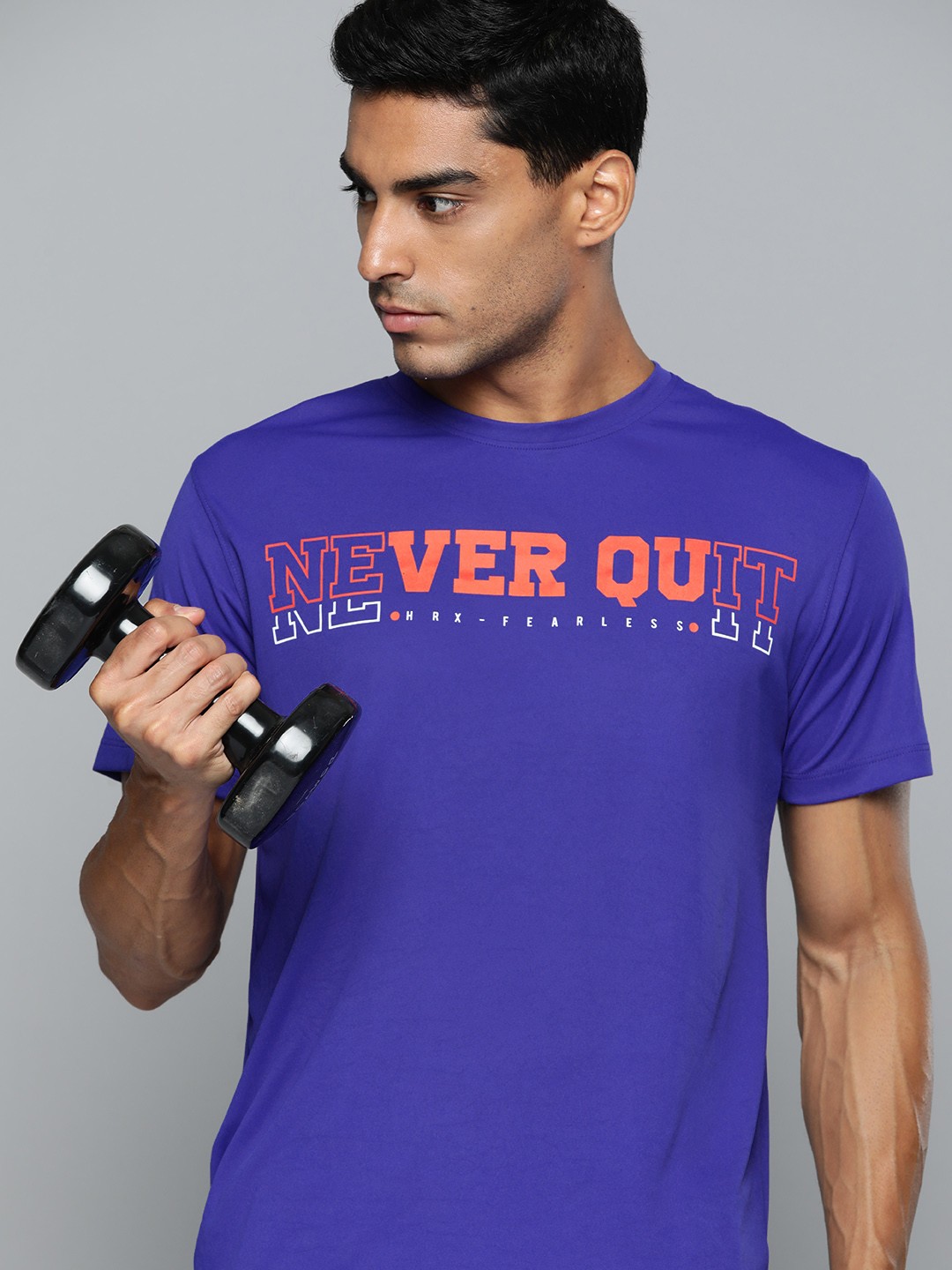 

HRX by Hrithik Roshan Rapid Dry Typography Printed Training T-shirt, Blue