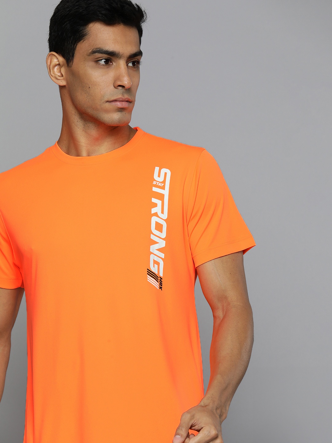 

HRX by Hrithik Roshan Rapid-Dry Typography Printed Training T-shirt, Orange