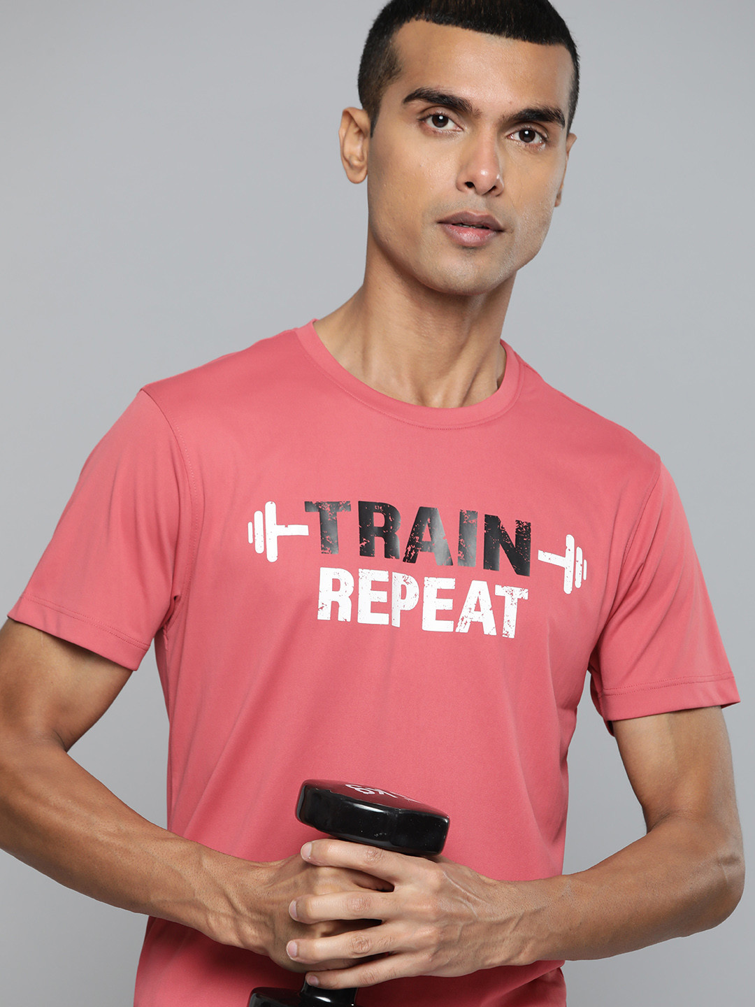 

HRX by Hrithik Roshan Rapid-Dry Typography Printed Training T-shirt, Coral