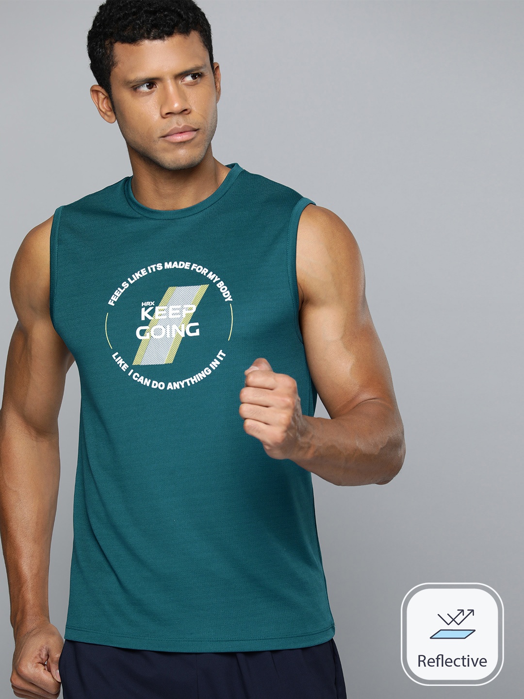 

HRX by Hrithik Roshan Men Brand Logo Printed Rapid-Dry Running T-shirt, Teal