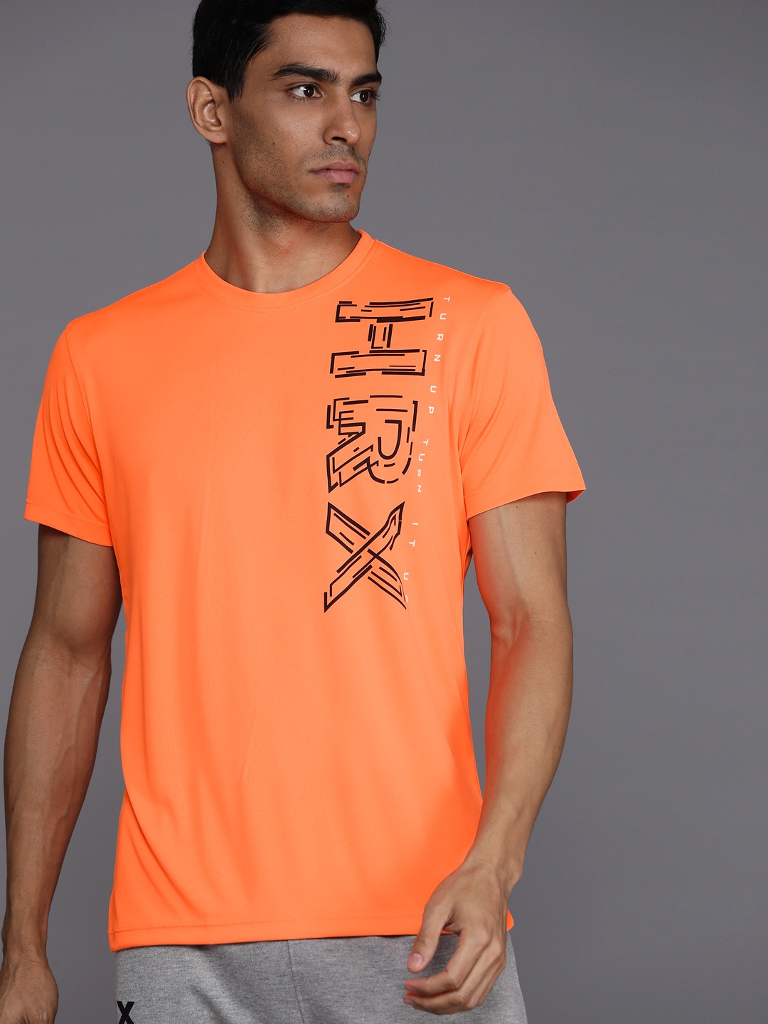 

HRX by Hrithik Roshan Rapid-Dry Printed Training T-shirt, Orange