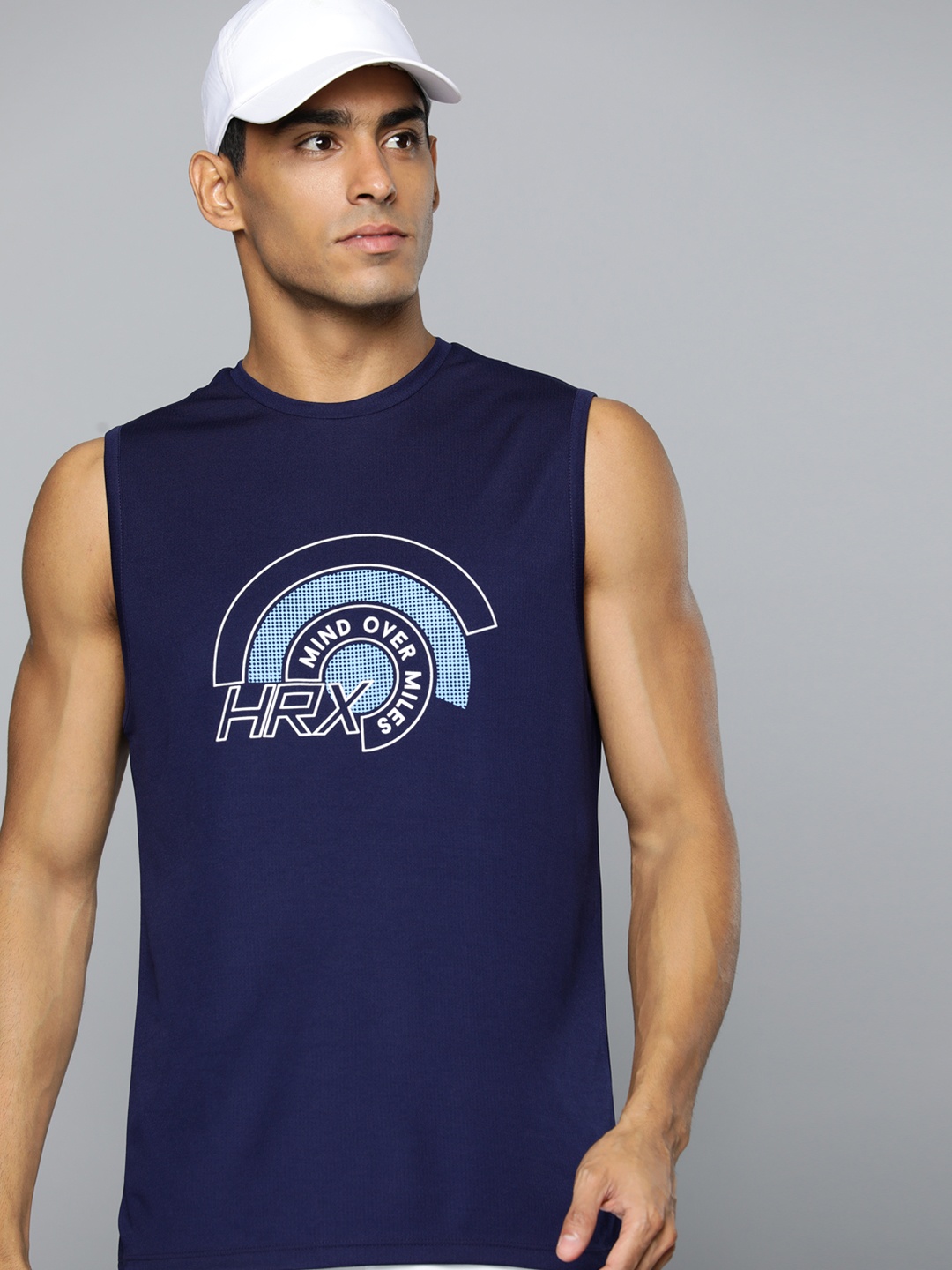 

HRX by Hrithik Roshan Brand Logo Printed Running T-shirt, Navy blue