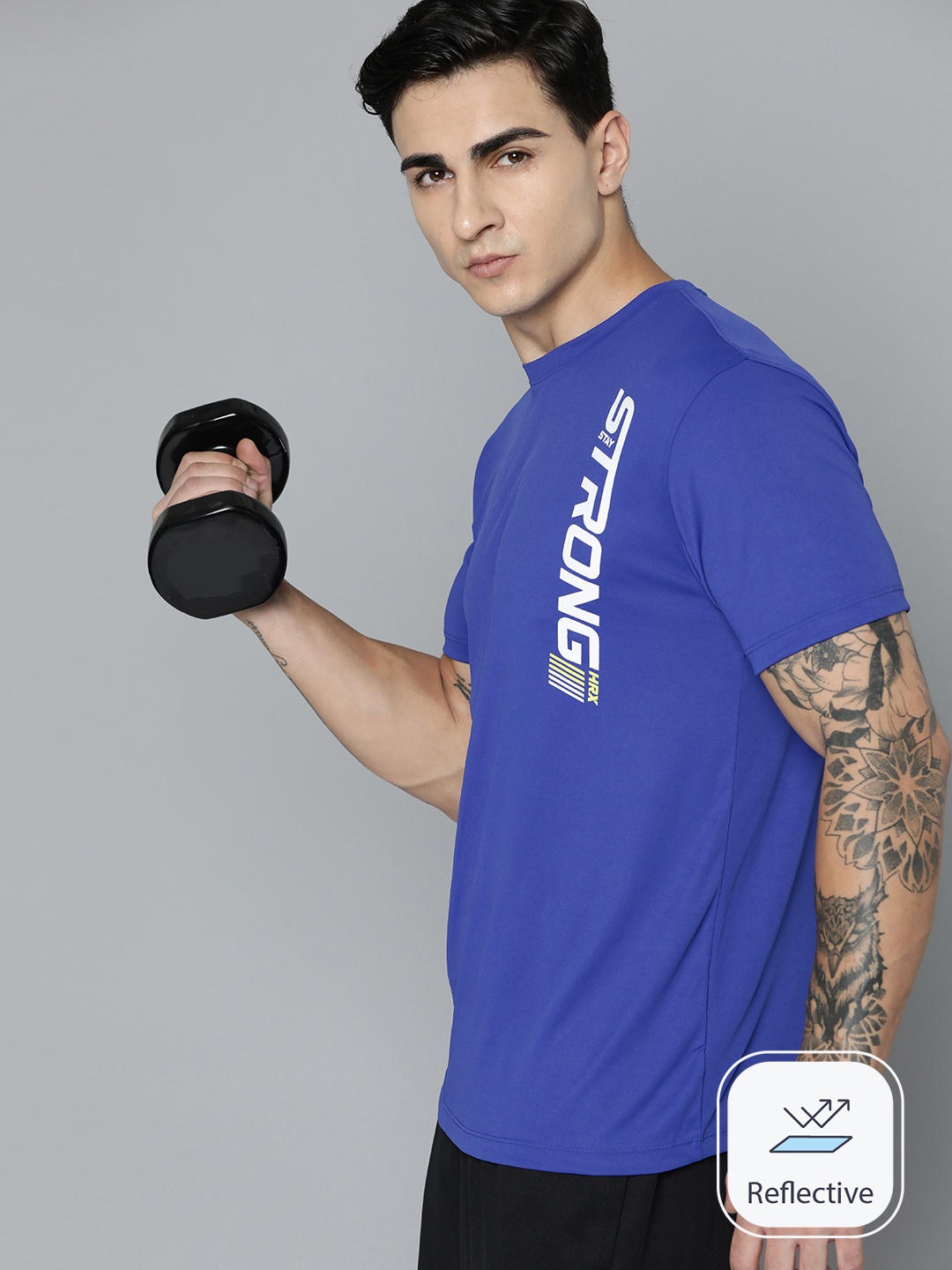 

HRX by Hrithik Roshan Rapid-Dry Regular Fit Training T-shirt, Blue