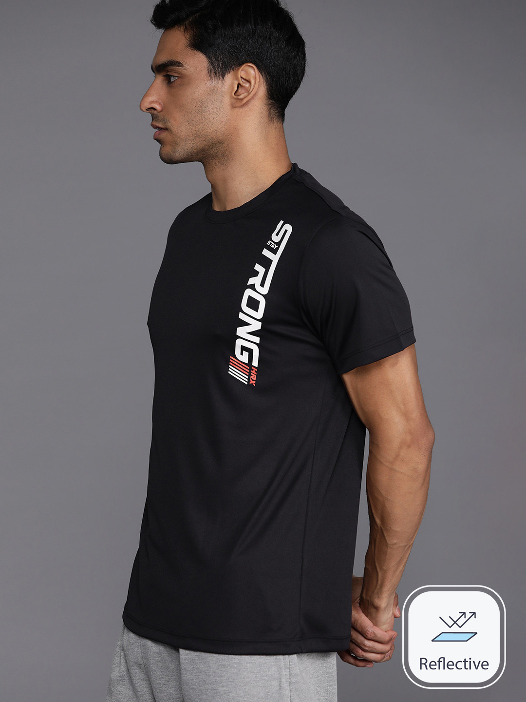 

HRX by Hrithik Roshan Rapid-Dry Printed Training T-shirt, Black