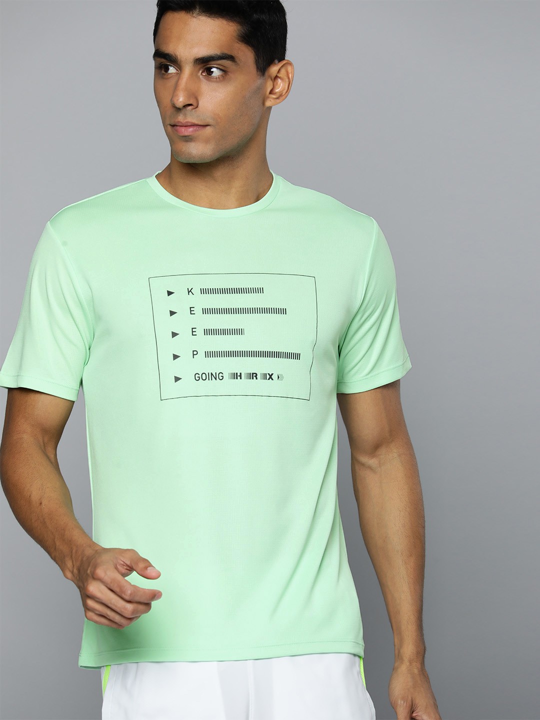 

HRX by Hrithik Roshan Men Brand Logo Printed Rapid-Dry Running T-shirt, Green