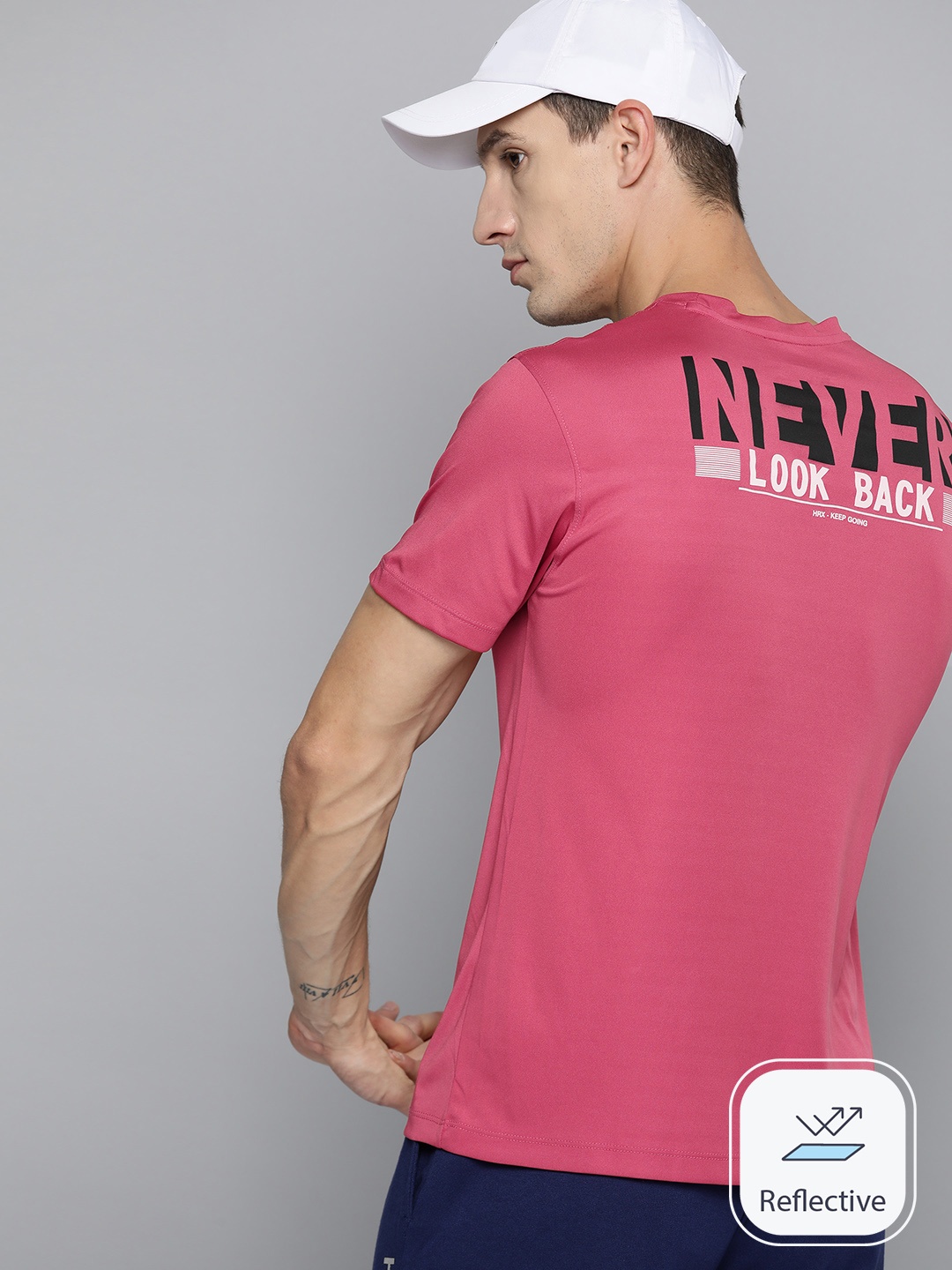 

HRX by Hrithik Roshan Men Typography Rapid-Dry Training T-shirt, Coral