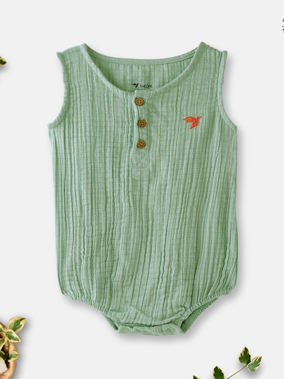 

THEONI Infant Kids Striped Cotton Bodysuit, Sea green