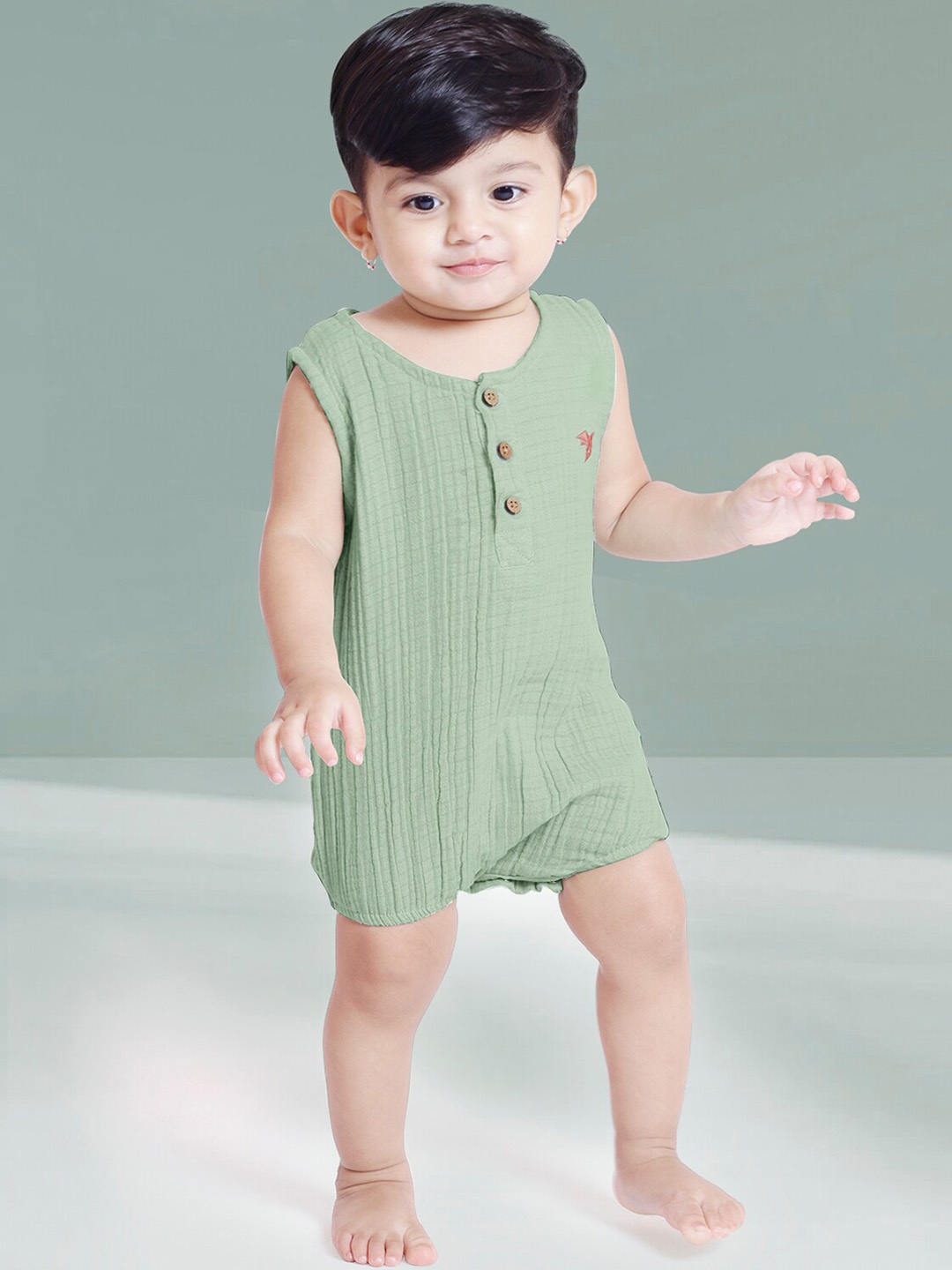 

THEONI Infant Kids Striped Cotton Bodysuit, Sea green