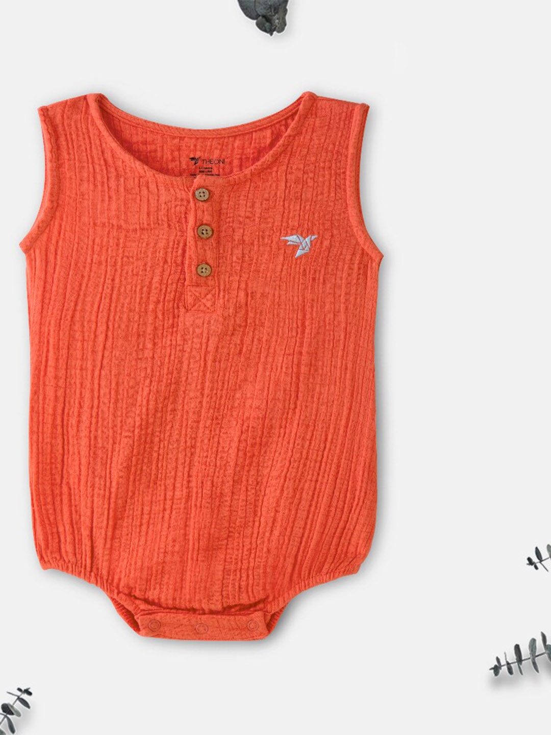 

THEONI Infants Self Design Cotton Bodysuit, Orange