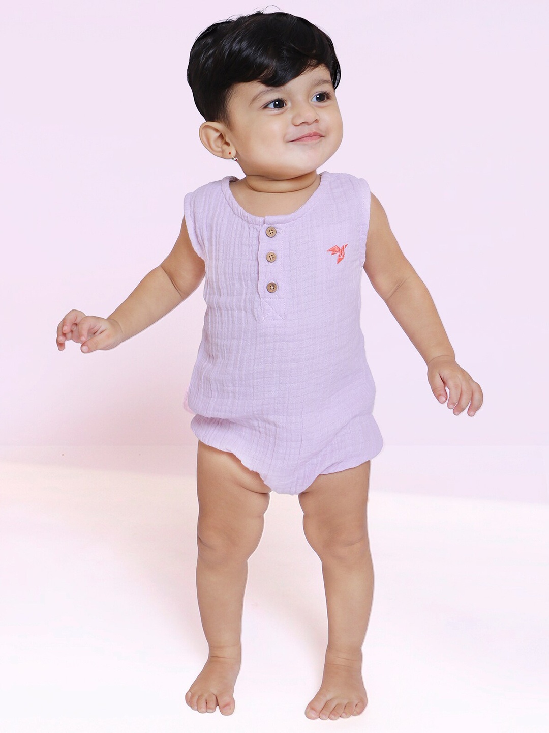 

THEONI Infants Self Design Cotton Bodysuit, Lavender