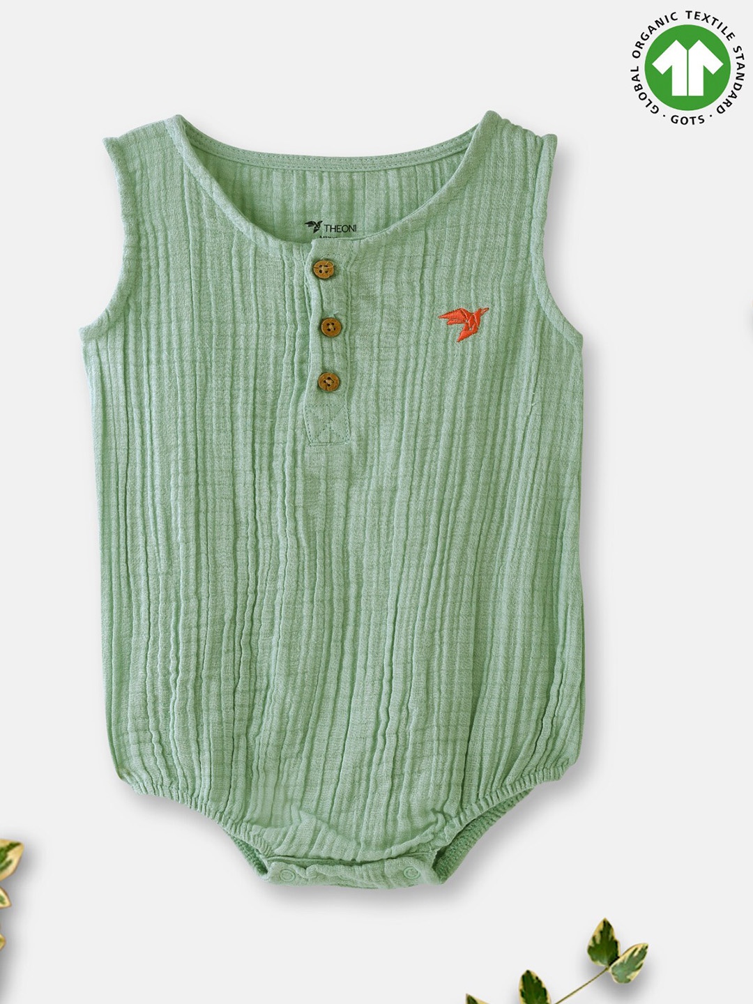 

THEONI Infant Kids Striped Cotton Bodysuit, Sea green