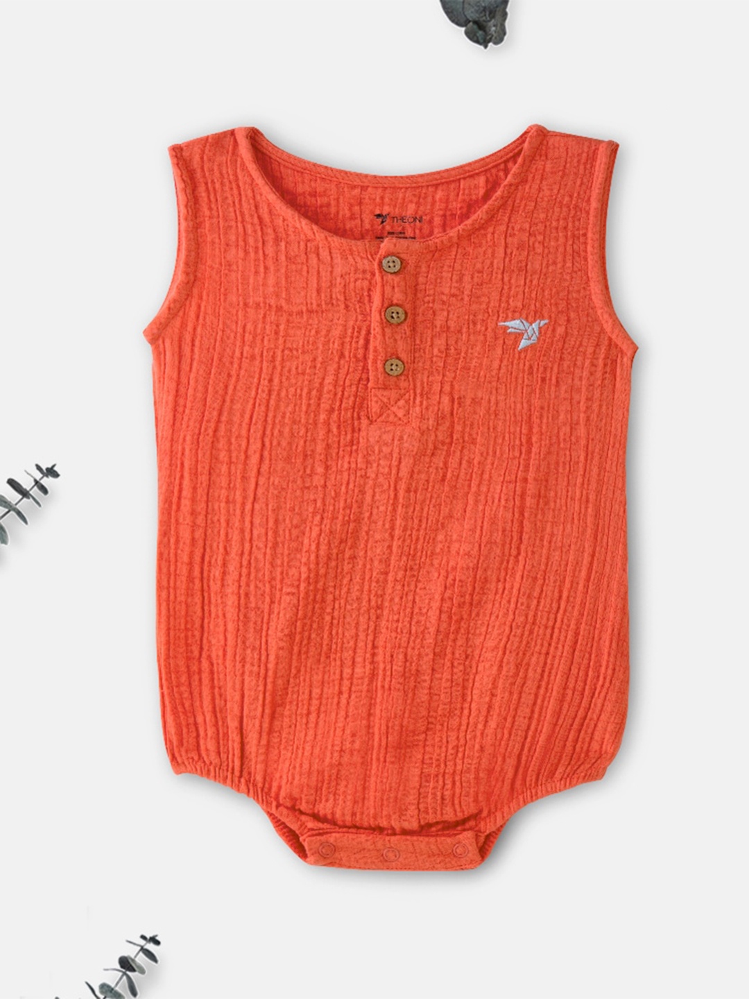 

THEONI Infant Kids Striped Cotton Bodysuit, Rust