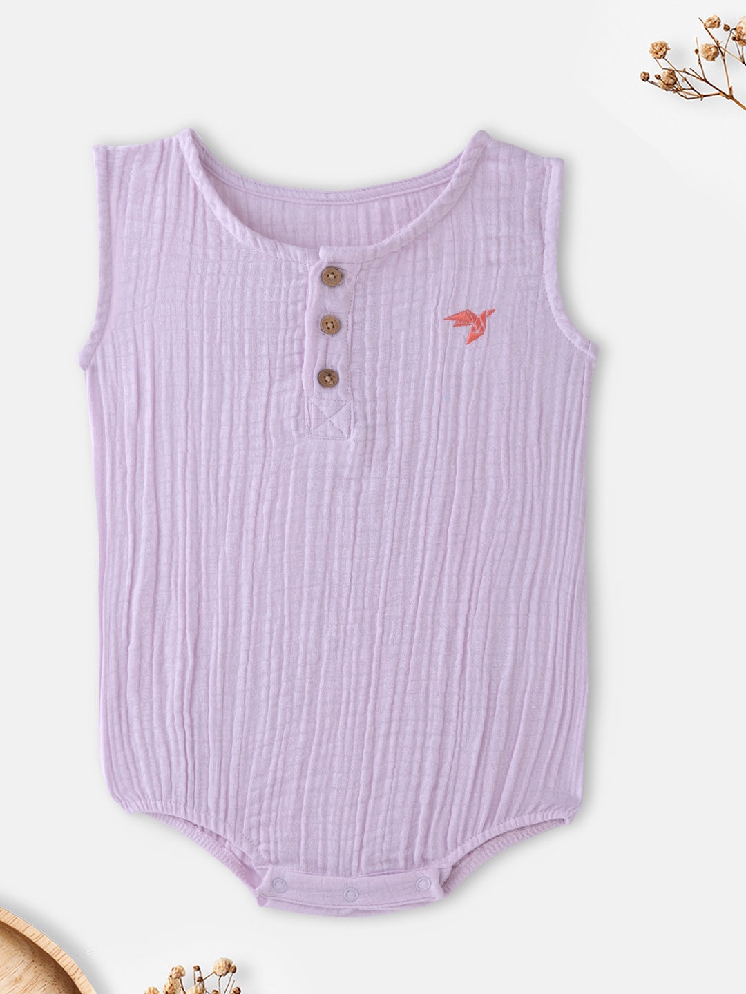 

THEONI Infants Self Design Cotton Bodysuit, Lavender