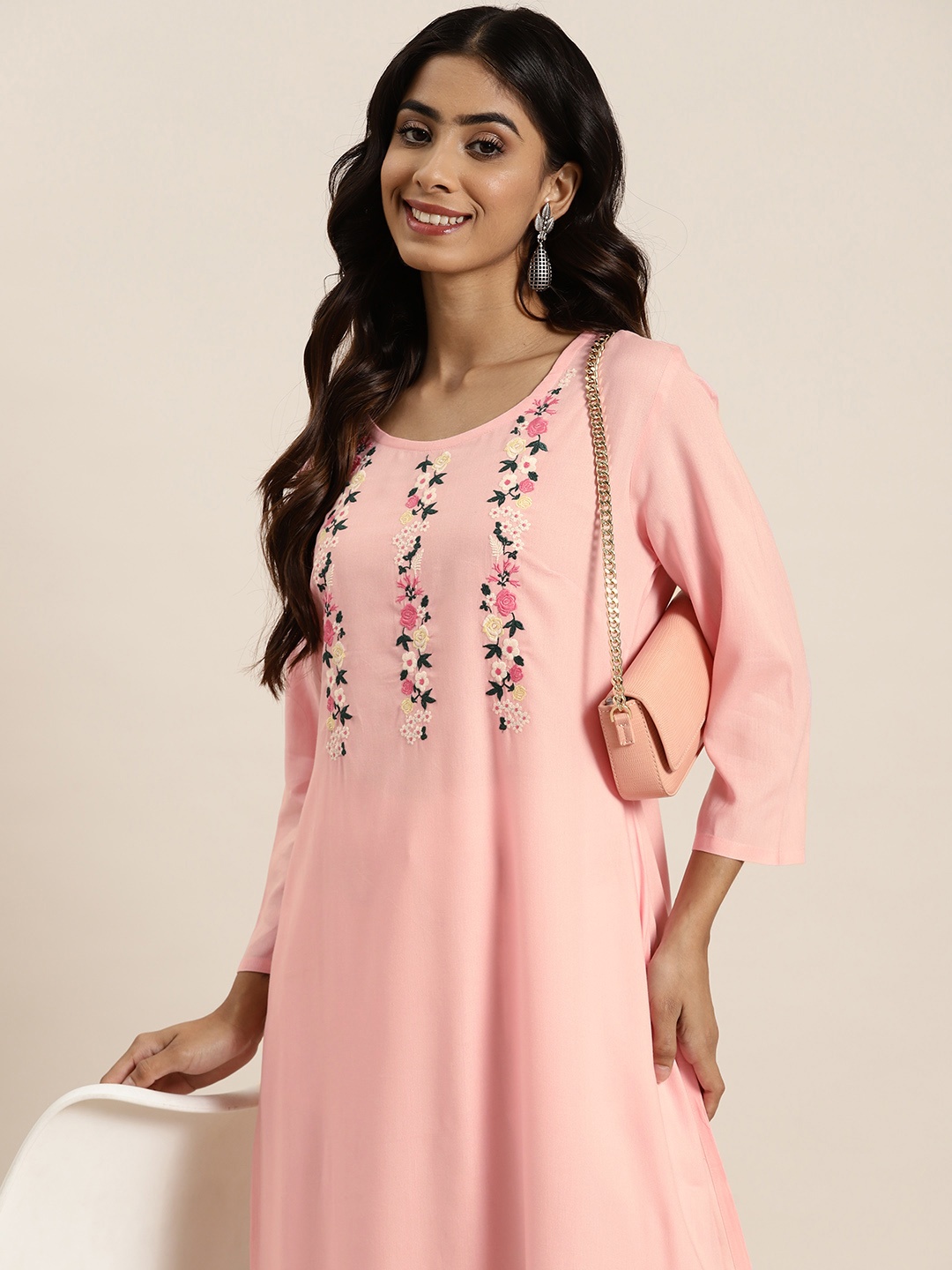 

HERE&NOW Floral Yoke Design Kurta, Pink