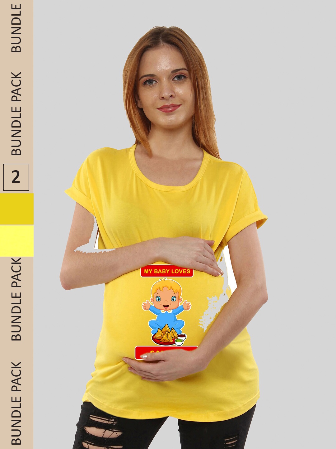 

SillyBoom Pack Of 2 Printed Cotton Pregnancy Feeding T-Shirt, Yellow