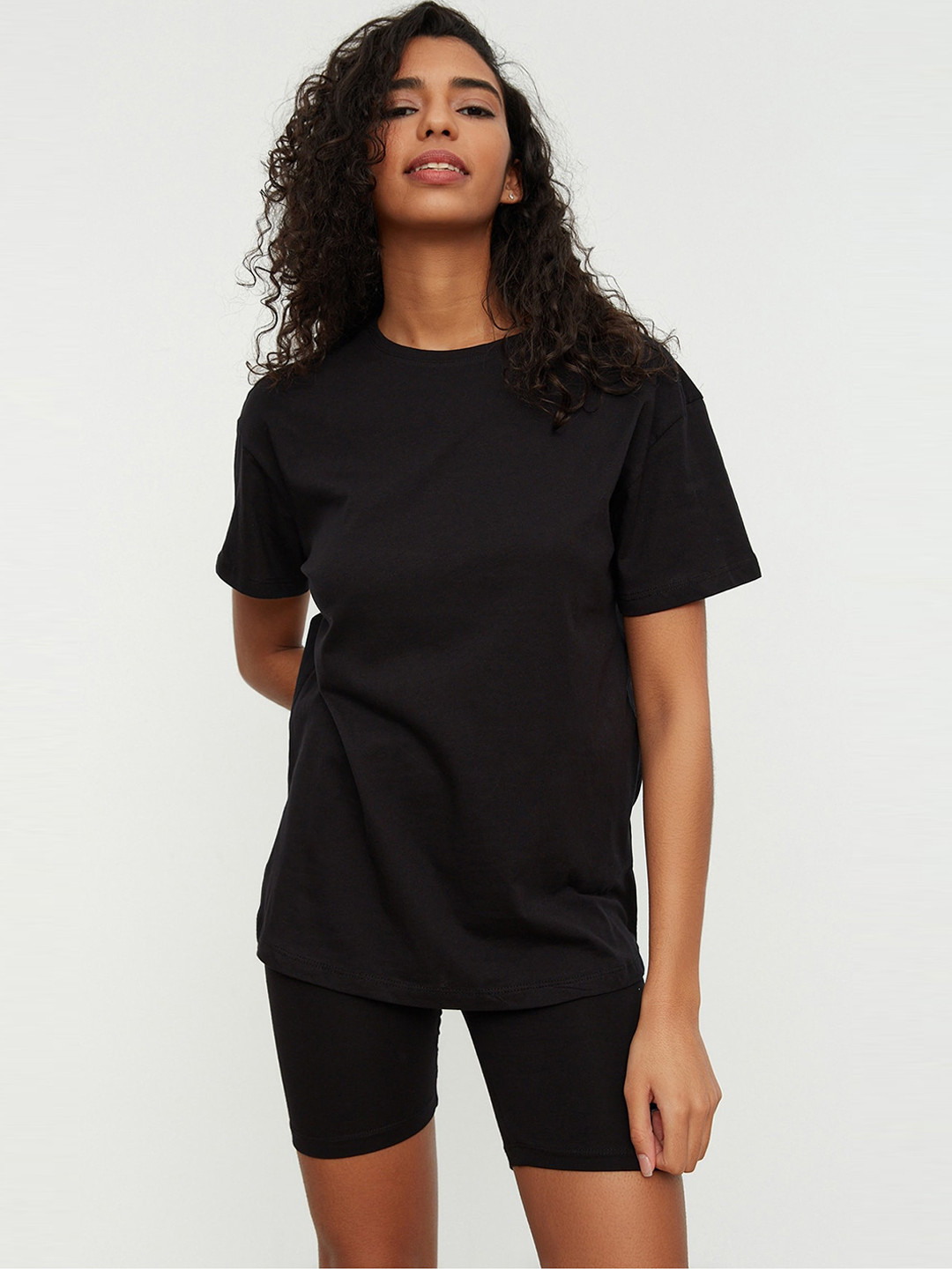 

Trendyol Pure Cotton Top With Shorts, Black
