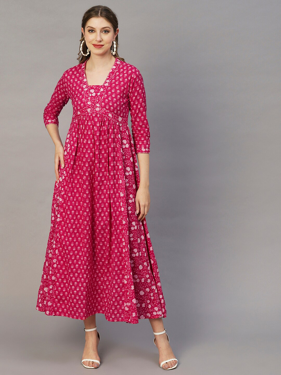 

FASHOR Fuchsia Polka Dot Print Maxi Dress