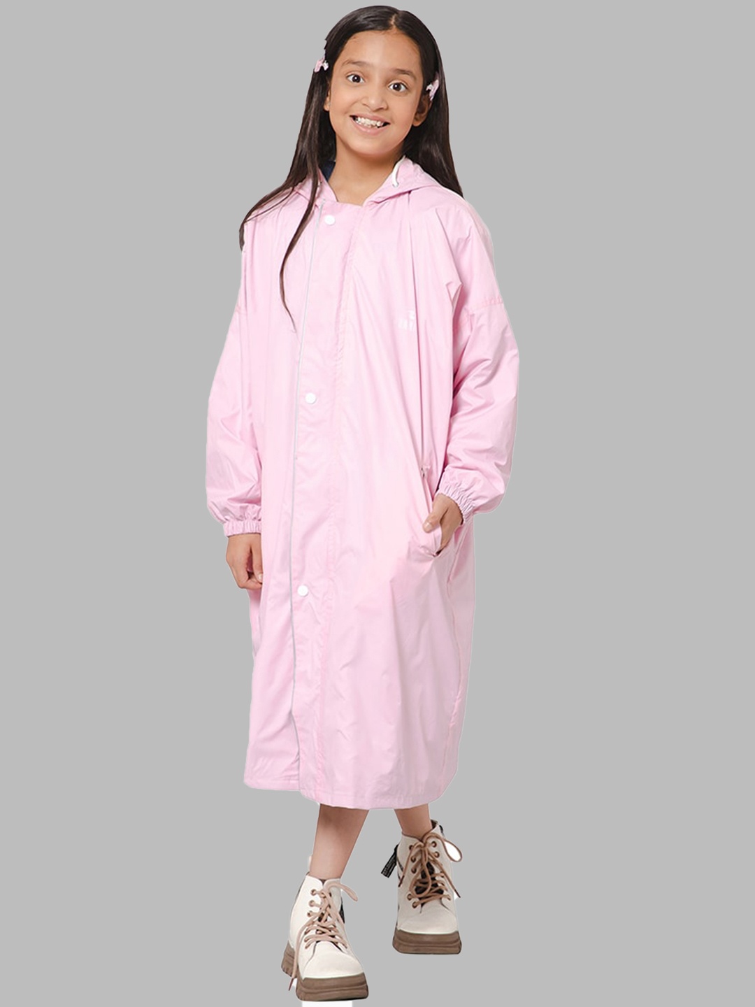 

THE CLOWNFISH Girls Double Coating Reversible Rain Jacket, Pink