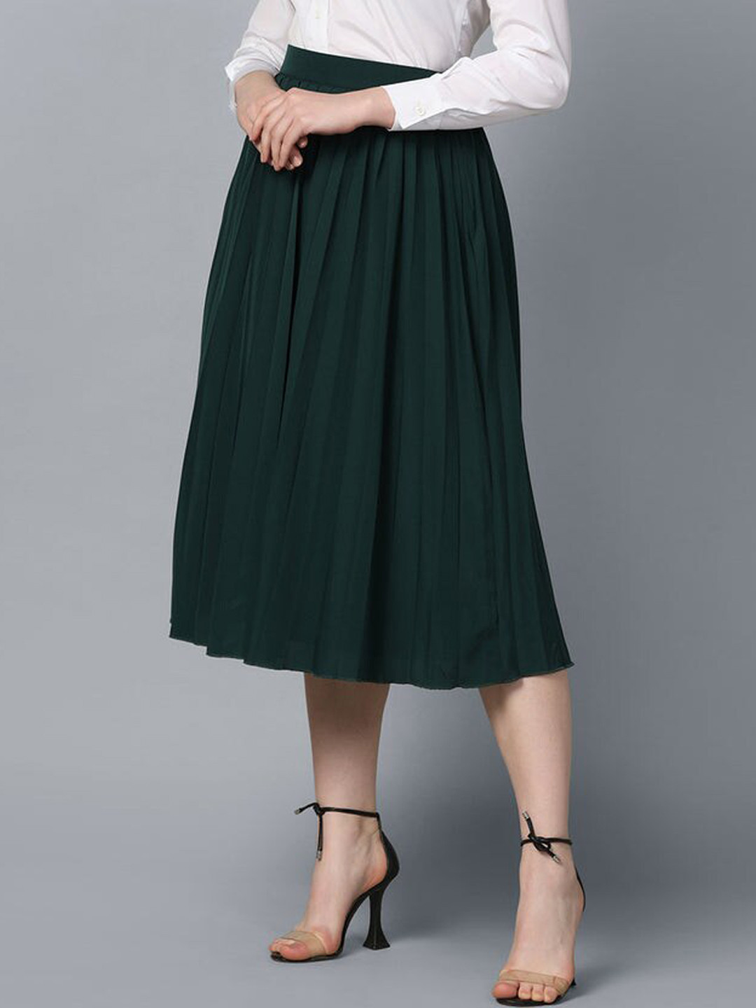 

PowerSutra Pleated Polyester Skirt, Green