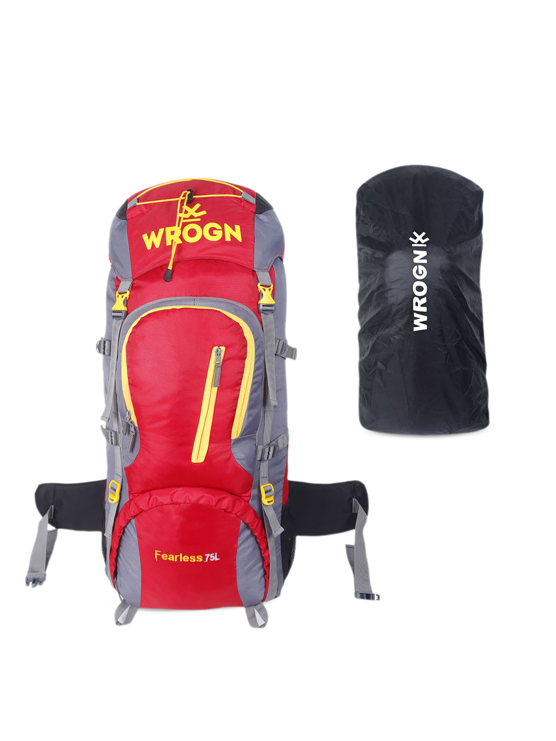 

WROGN Logo Printed Waterproof Rucksacks with Rain Cover, Red