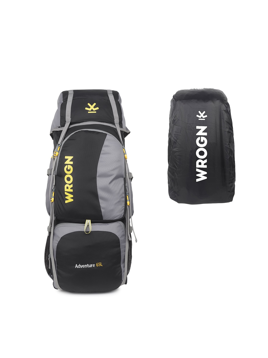 

WROGN Logo Printed Waterproof Rucksacks with Rain Cover, Grey