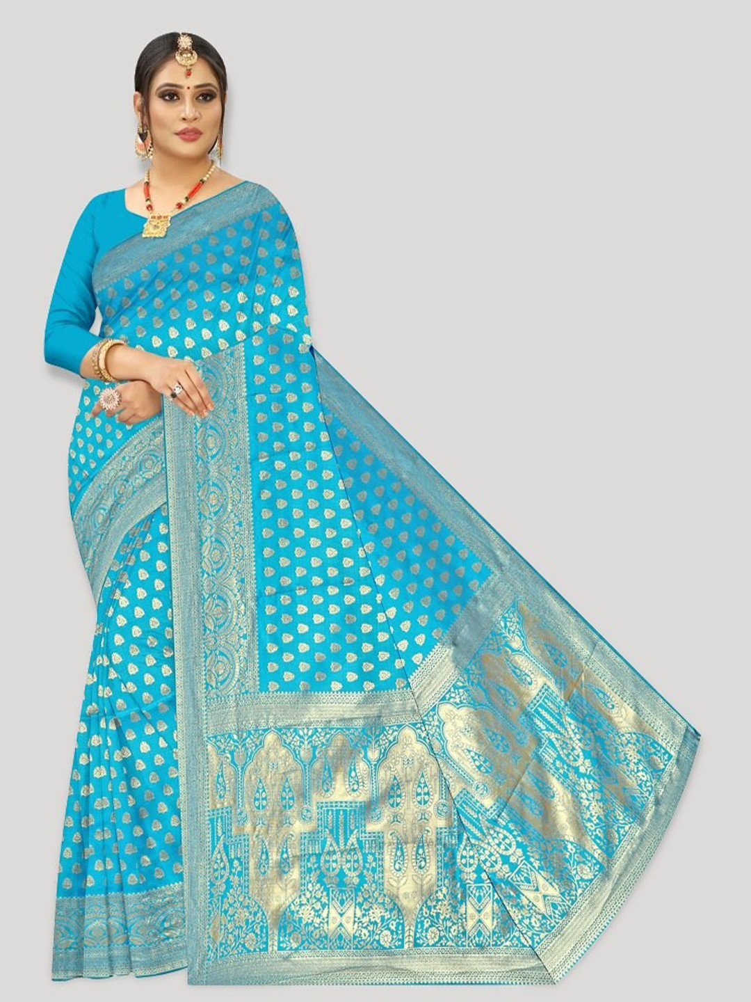 

Fashion FRICKS Ethnic Woven Design Zari Banarasi Saree, Blue