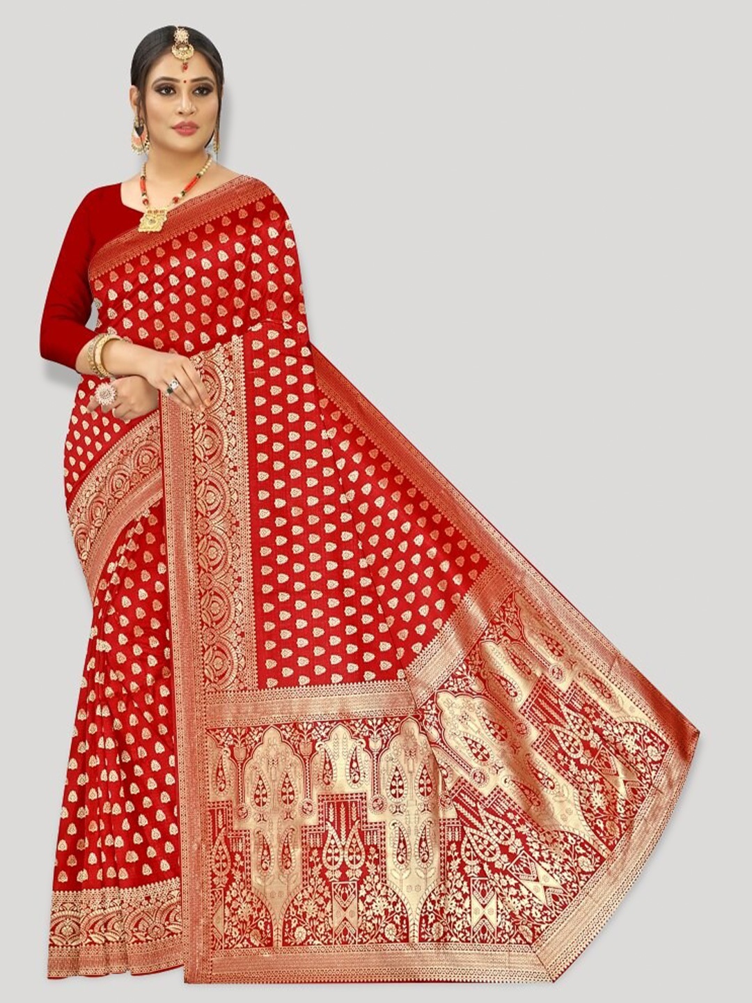 

Fashion FRICKS Ethnic Woven Design Zari Banarasi Saree, Maroon