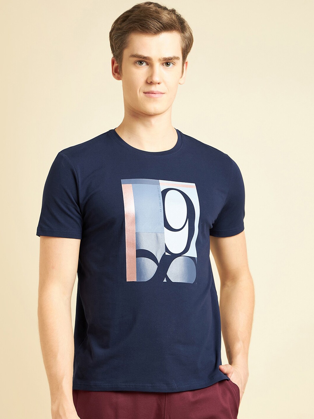 

Sweet Dreams Printed Cotton T-Shirt, Navy blue