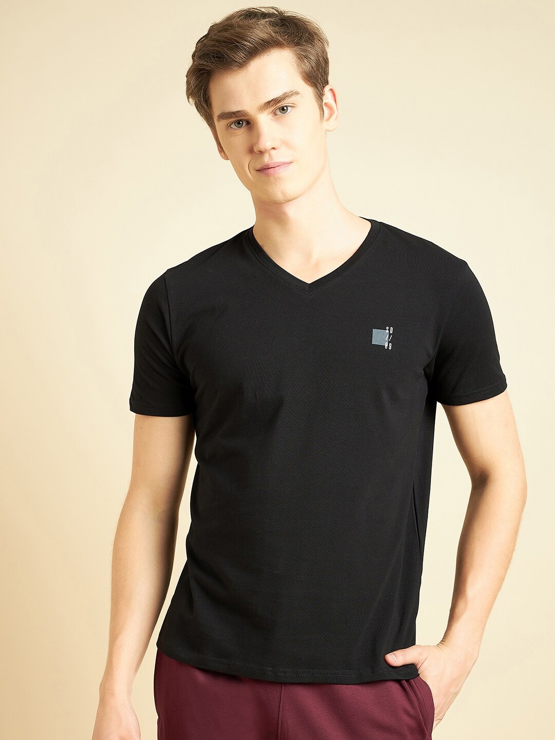 

Sweet Dreams Black V-Neck Cotton Casual T-shirt