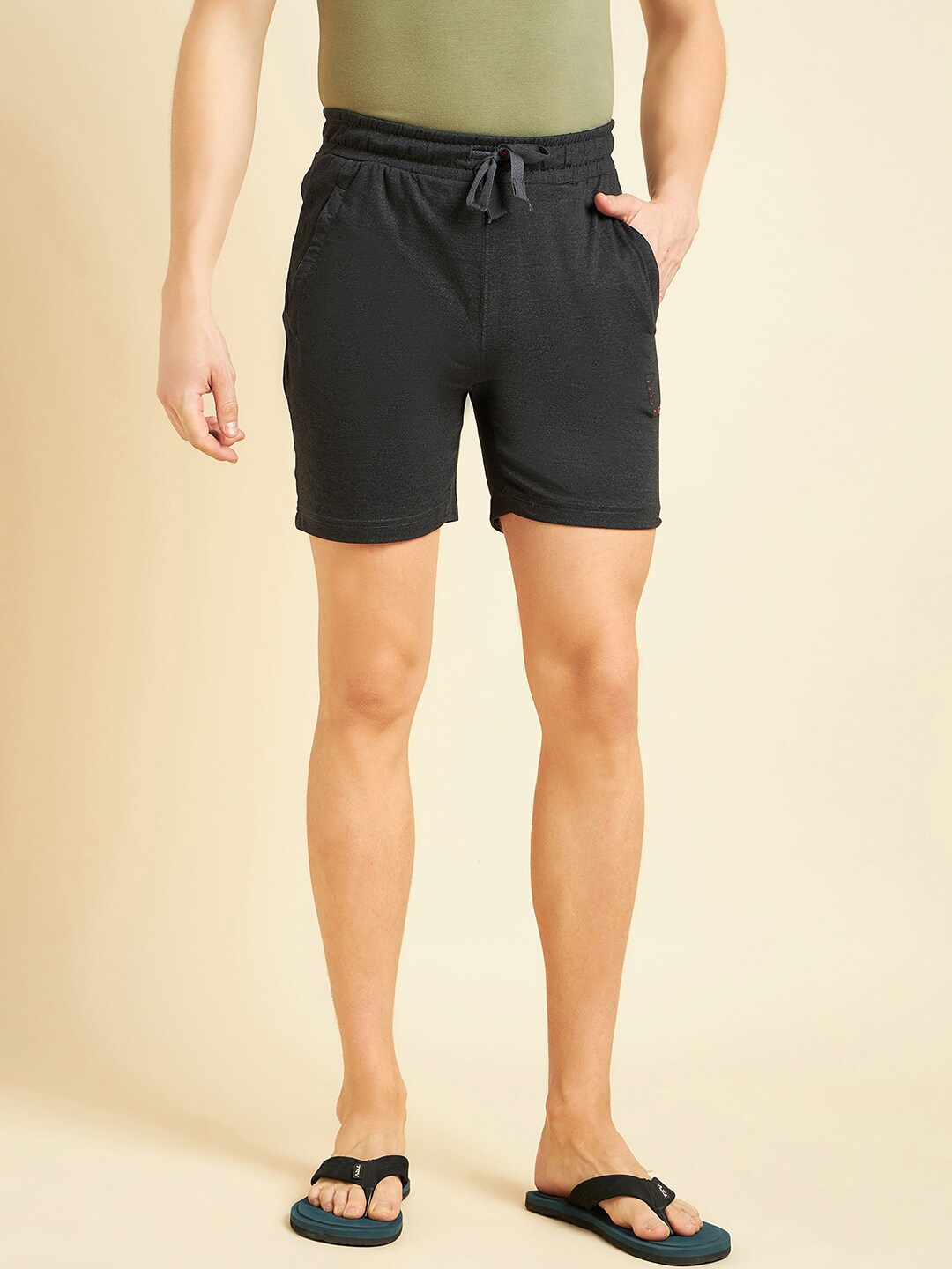 

Sweet Dreams Men Charcoal Mid-Rise Lounge Shorts